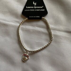 Silver Blue Eyes Santa Charm elastic Bracelet